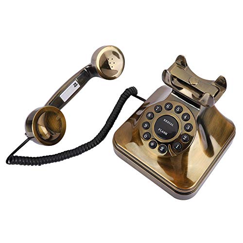 sjlerst Teléfono Residencial Antiguo, Reducción de Ruido, Tienda de Números, Marcación con Botones, WX-3011 Teléfono Bronce Antiguo para Sala de Estar en El Hogar y Oficina