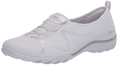 Skechers Breathe-Easy-A-Look, Zapatillas para Niñas, Blanco (White/Silver WSL), 35 EU