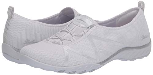 Skechers Breathe-Easy-A-Look, Zapatillas para Niñas, Blanco (White/Silver WSL), 35 EU