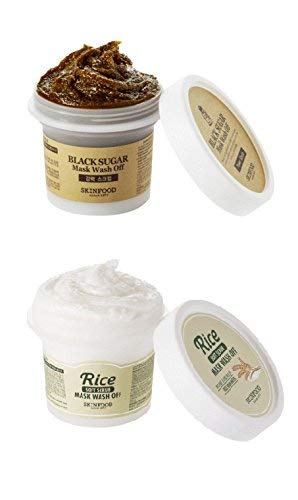 [Skin Food] Black Sugar Mask Wash Off 3.53Oz/100g + Rice Mask 3.53Oz/100g by Skin Food
