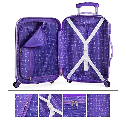 SKPAT - Maleta Infantil Cabina de Viaje 4 Ruedas Trolley Policarbonato Estampado Lunares. Equipaje de Mano. Rígida y Ligera. Candado. Low Cost. Estilo y Marca. 66450, Color Malva