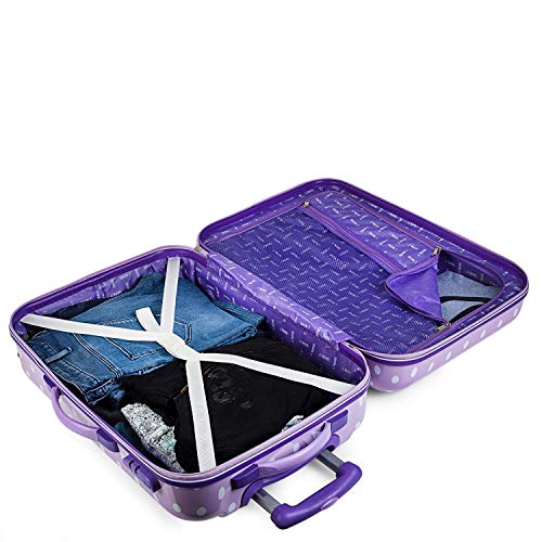 SKPAT - Maleta Infantil Cabina de Viaje 4 Ruedas Trolley Policarbonato Estampado Lunares. Equipaje de Mano. Rígida y Ligera. Candado. Low Cost. Estilo y Marca. 66450, Color Malva
