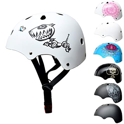 SkullCap® Kids BMX & Skate Helmet - Bicicleta Y Scooter Eléctrico, Diseño: Robodog, Talla: S