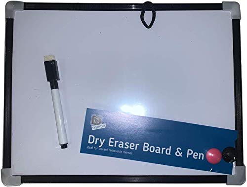 Sky Online Shopping - Pizarra blanca magnética (tamaño A4, borrado en seco, incluye rotulador y borrador), color negro 1 x Pack