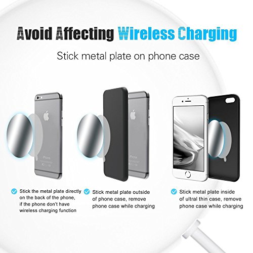 Skyee 8 Piezas láminas Metálicas con 3M Adhesivos Muy Finas Reemplazo de la Placas Metálicas para Soporte del Coche del Teléfono (4 Redondas y 4 rectangulares) imán movil Coche - Plata