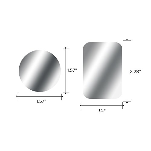Skyee 8 Piezas láminas Metálicas con 3M Adhesivos Muy Finas Reemplazo de la Placas Metálicas para Soporte del Coche del Teléfono (4 Redondas y 4 rectangulares) imán movil Coche - Plata