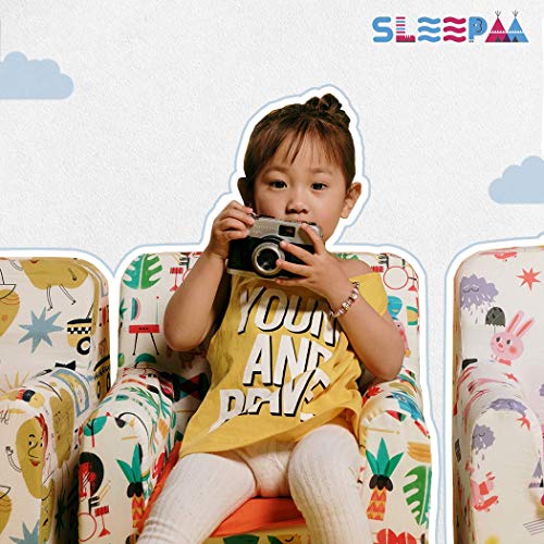 SLEEPAA Sillon bebe 1-4 años Desenfundable Lavable Resistente Seguro Ligero Cómodo Decoracion muebles niños Fabricado en España 40x40x42 cm (Big Apples)