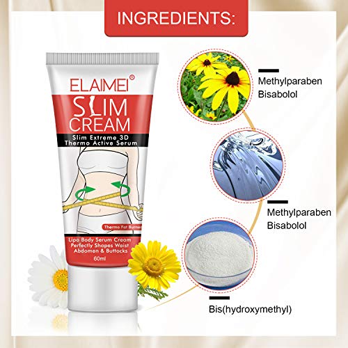 Slim Cream, Slim Extreme Cellulite Slimming & Firming Cream, Body Fat Burning Massage Gel, Weight Losing Hot Serum Treatment for Shaping Waist, Abdomen and Buttocks 60ml