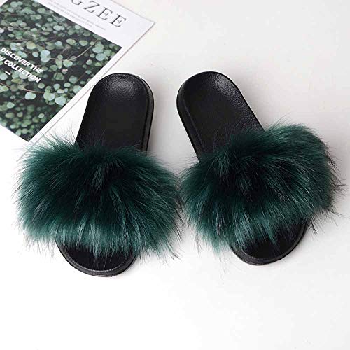 Slippers Mujer Cute, Chanclas De Piel De Moda Zapatillas Mujer Comodo Suaves Sandalias con Antideslizante Punta Abierta Mullido Plano Zapatos Señoras Invierno Zapatilla Caliente