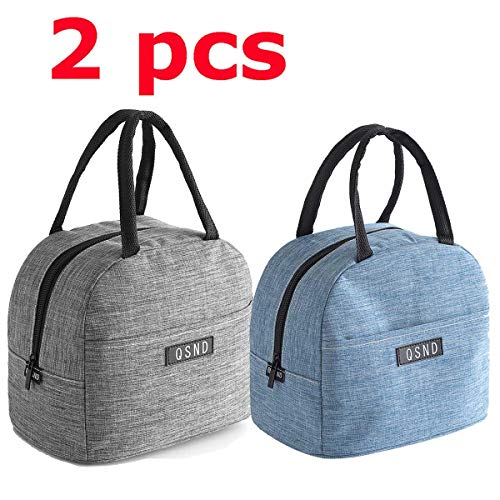 SLOSH 2 Bolsa Termica Comida Trabajo Almuerzo Porta Alimentos Infantil Niños Oficina Bolsa Calor Hombres Mujer(Azul Gris)