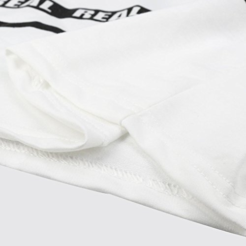 SMARTLADY Mujer Sudaderas Cortas 2017 Primavera Blanco Letra Algodón Manga Larga Blusa Tops (S)