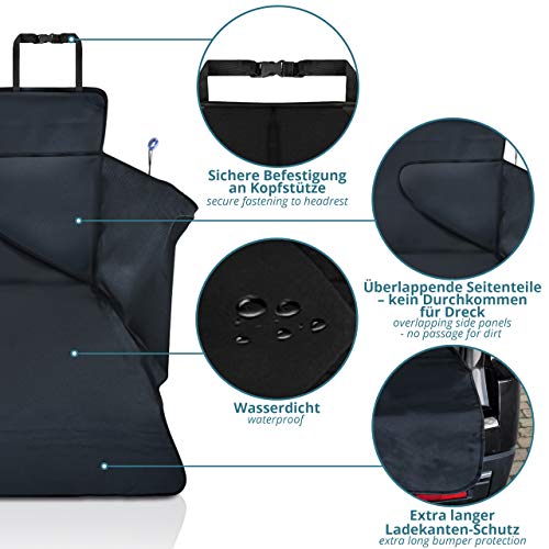 smartpeas Funda para Perros - Funda para Maletero de Coche Universal - protección Evita Humedad Suciedad pelos - Material Antideslizante - Funda Resistente con Lateral 185x105x36 cm