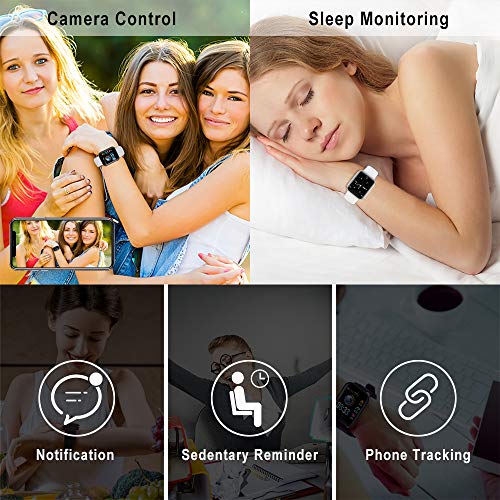 Smartwatch, KUNGIX Reloj Inteligente Impermeable IP68 Pulsera de Actividad Inteligente con Monitor de Sueño Pulsómetros Podómetro Contador de Caloría, para Hombre Mujer niños (Blanco)