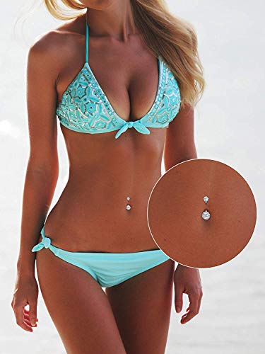 SMCTCRED Barras del Vientre, 11PCS 316L Acero quirúrgico CZ Las Barras del Vientre con cuelgan Zirconia cúbica Curvantes Piercings Joyas para Mujeres (7 Piezas)