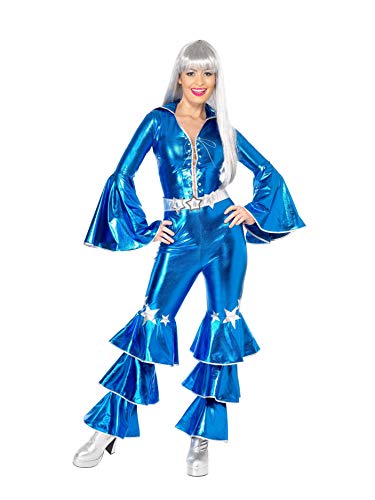 Smiffys 1970s Dancing Dream Costume Disfraz de baile de los años 70, color azul, L-UK Size 16-18 (41159L)
