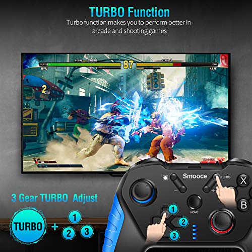 Smooce Mando para Nintendo Switch,mando pro switch inalámbrico ,somatosensorial de 6 ejes, turbo función ajustable, motor de doble vibración, joystick multifunción para juegos de Nintendo Switch
