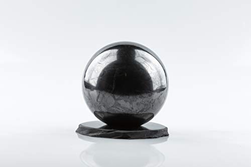 SN NATURSTEIN UG - Esfera Shungit pulida 15 cm | Gema y piedra curativa originaria de Carelia - Protección contra radiación EMF