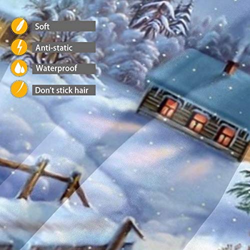 Snowing Town Bridge River - Delantal de corte de pelo para niños, capa de corte de pelo teñida para peluquería, hogar, barbería o peluquería, impermeable, ajustable, 100 x 47 pulgadas