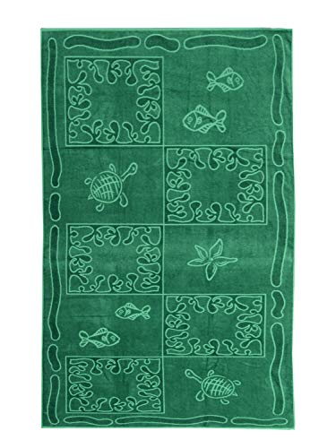 So My Home - Toalla de Playa de Terciopelo, algodón Puro, Talla XXL 100 x 200 cm, diseño Tropical Color Esmeralda