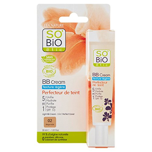 So'Bio Étic - Crema BB, textura ligera, color beige brillante, eclat, 30 ml