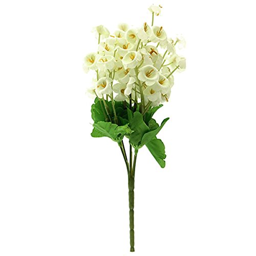 SODIAL 2 Pcs de Ramo de Flor Artificial de Muguet Flores Plantas Falsas para Decoracion de Oficina De La Matrimonio Para El Hogar-Blanco