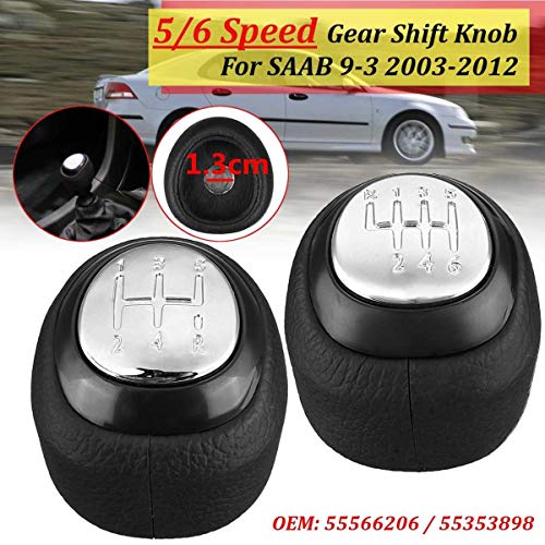 SODIAL 6 Velocidad del Coche Botón de Cambios Manual la Palanca de Botón de Cambios Guardia para Saab 9-3 2003-2012 55566206 55353898
