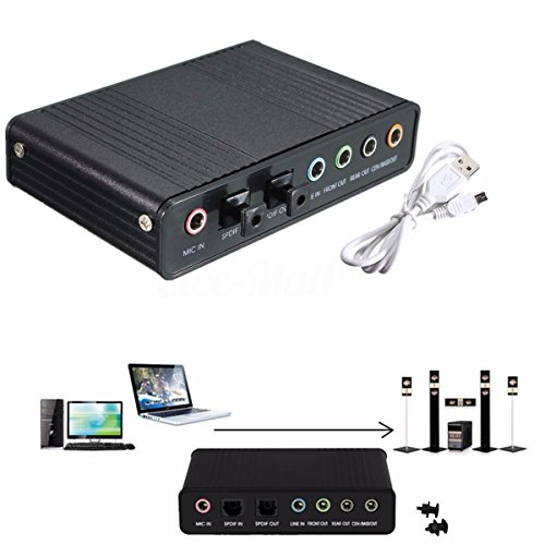 SODIAL External USB 5.1 Tarjeta de sonido 3D Audio Virtual 7.1 Channel Converter Cable