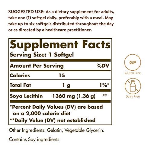 Solgar Lecitina de Soja 1360 mg Cápsulas blandas - Envase de 100