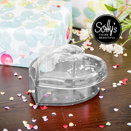 Solly's Clara - Contenedor en Forma de corazón de acrílico para Joyas, cosméticos - Caja de Regalo para niñas - Transparente