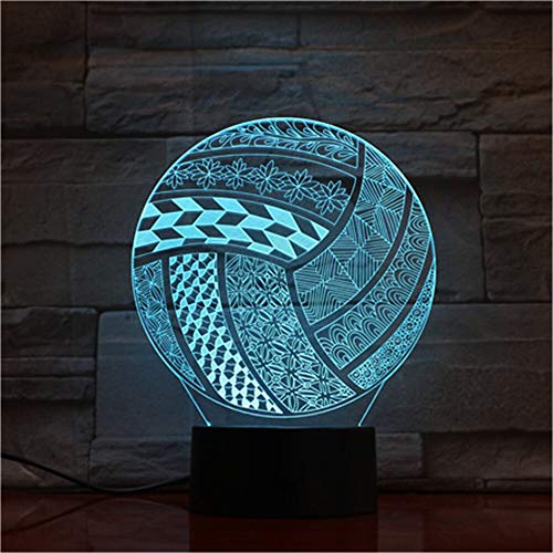 Solo 1 pieza 3D Led colorida lámpara visual jugando voleibol modelado lámpara de escritorio bebé sueño decoración iluminación creativa luz nocturna 7