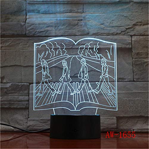 Solo 1 pieza Monopatín de luz nocturna 3D visual Modelo de evolución humana Cambio de color Lámpara de mesa de dormitorio de acrílico Deceración para el hogar