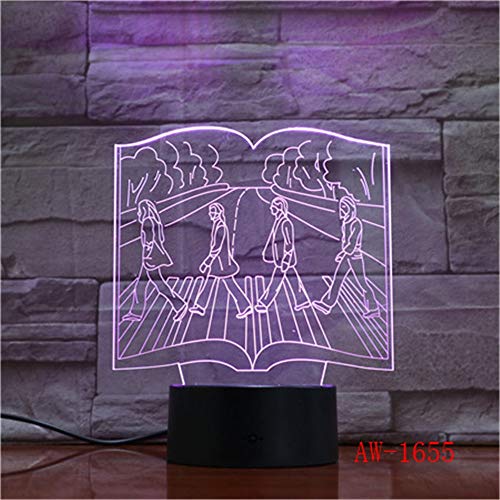 Solo 1 pieza Monopatín de luz nocturna 3D visual Modelo de evolución humana Cambio de color Lámpara de mesa de dormitorio de acrílico Deceración para el hogar