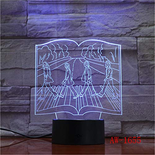 Solo 1 pieza Monopatín de luz nocturna 3D visual Modelo de evolución humana Cambio de color Lámpara de mesa de dormitorio de acrílico Deceración para el hogar