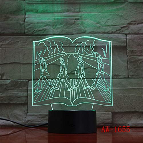 Solo 1 pieza Monopatín de luz nocturna 3D visual Modelo de evolución humana Cambio de color Lámpara de mesa de dormitorio de acrílico Deceración para el hogar