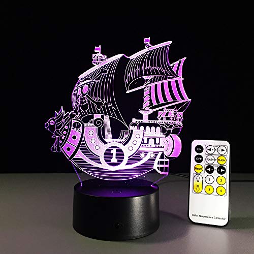 Solo 1 pieza Sailing Sea Ship 3D Boat Night Light Lámpara de humor capaz Luz LED AC USB Lámpara de mesa decorativa Touch o control remoto