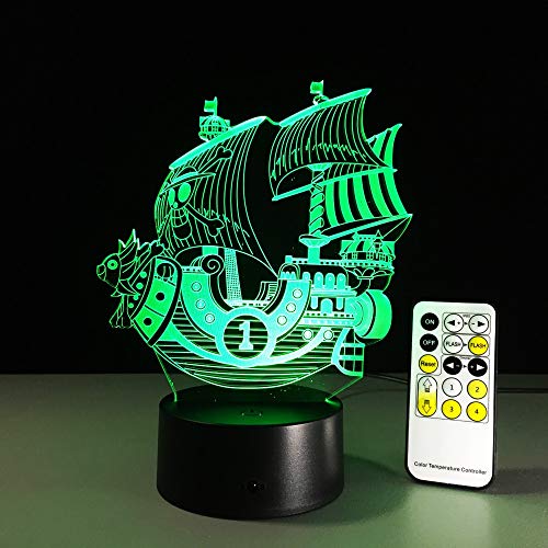 Solo 1 pieza Sailing Sea Ship 3D Boat Night Light Lámpara de humor capaz Luz LED AC USB Lámpara de mesa decorativa Touch o control remoto