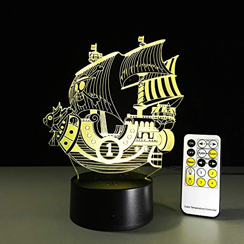 Solo 1 pieza Sailing Sea Ship 3D Boat Night Light Lámpara de humor capaz Luz LED AC USB Lámpara de mesa decorativa Touch o control remoto