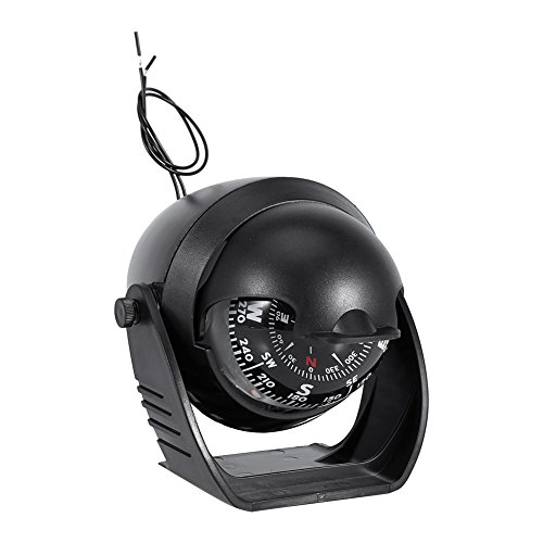 SolUptanisu Brújula de Barco, Brújula LED Luz Alta Precisión Brújula de Vehículo Giratoria Navegación Electrónica de Conducción Digital Brújula Marina Nautica Exterior para Automóvil Marina