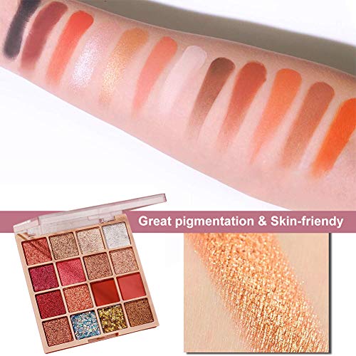 Sombra de Ojos, Eyeshadow, Eyeshadow Glitter, Eyeshadow Palette, 16 colores sombra de ojos Powder Make Up Waterproof Matte and Shimmers Paleta de sombras de ojos altamente pigmentadas.