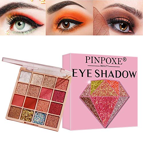 Sombra de Ojos, Eyeshadow, Eyeshadow Glitter, Eyeshadow Palette, 16 colores sombra de ojos Powder Make Up Waterproof Matte and Shimmers Paleta de sombras de ojos altamente pigmentadas.