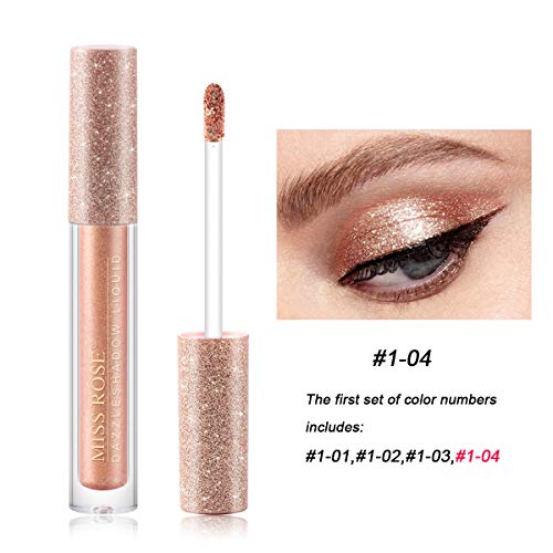Sombra de ojos líquida con brillo de 4 colores brillo metálico brillo duradero resistente Waterproof maquillaje de alto pigmento líquido conjunto para fiesta celebración de bodas Eyeshadow (01)
