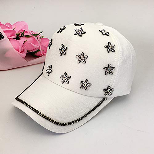 Sombrero de Primavera y Verano para Mujer, Moda Coreana, Gorra de sombrilla con Diamantes de imitación mercerizados, Gorra de béisbol con Diamantes de imitación Japonesa Linda Chica de Marea