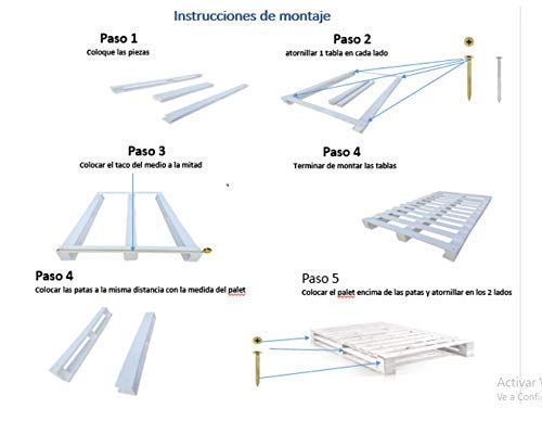 Somier & Cama de palets Individual de 105 cm- Somieres de pallets juveniles para colchones de 105 x 170 & 180 & 190 & 200 & 210 & 220 blanca y Cabecero & Cabezales de 1.05