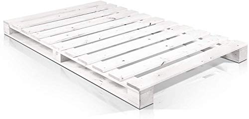 Somier & Cama de palets Individual de 90 cm- Somieres de pallets juveniles para colchones de 90 x 170 & 180 & 190 & 200 & 210 & 220 blanca y Cabecero & Cabezales de 0.90