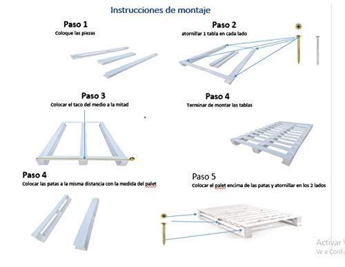 Somier & Cama de palets Individual de 90 cm- Somieres de pallets juveniles para colchones de 90 x 170 & 180 & 190 & 200 & 210 & 220 color blanco envejecido Cabecero & Cabezales de 0.90