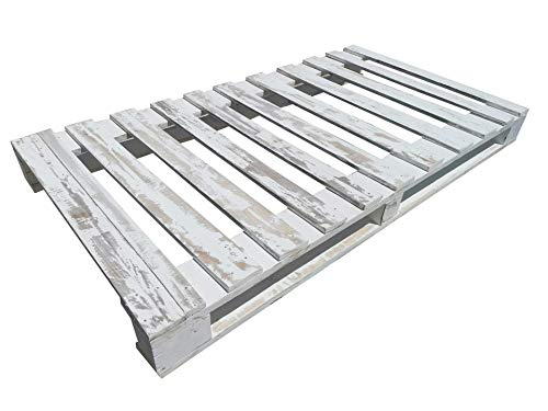 Somier & Cama de palets Individual de 90 cm- Somieres de pallets juveniles para colchones de 90 x 170 & 180 & 190 & 200 & 210 & 220 color blanco envejecido Cabecero & Cabezales de 0.90