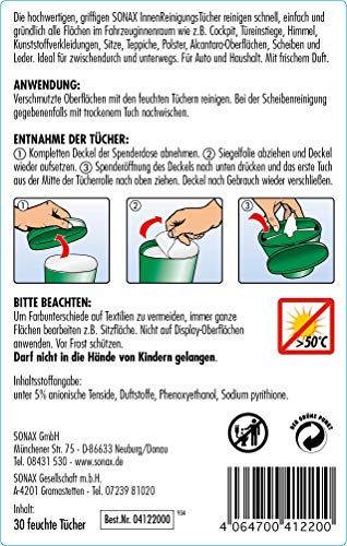 SONAX 04122000 - Toallitas limpiadoras para Interiores de Coche