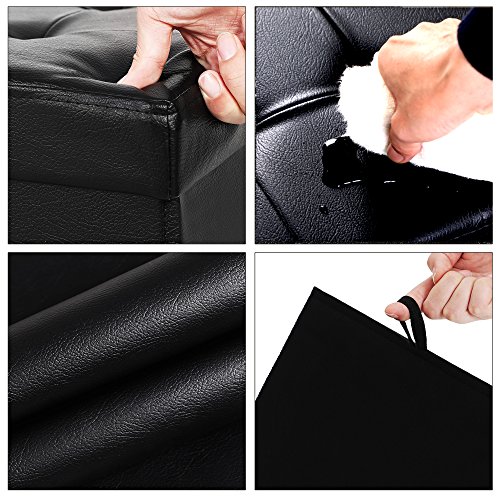 SONGMICS 76 x 38 x 38 cm Baúl Puff Taburete para almacenaje Plegable Carga máxima de 300 kg Negro LSF105