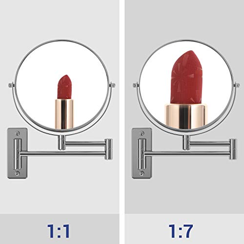 SONGMICS BBM713 Espejo Doble cosmético para la Pared, Normal y 7 aumentos, 20,3 cm