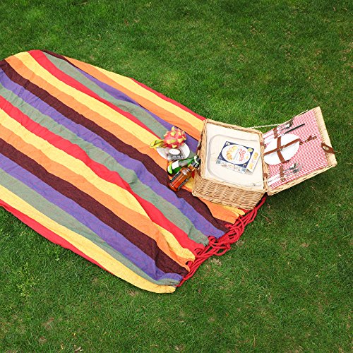 SONGMICS Hamaca Colgante Tejido Polialgodón Relajar en Jardín Camping 210 x 150 cm Carga de 300 kg Colorido GDC210